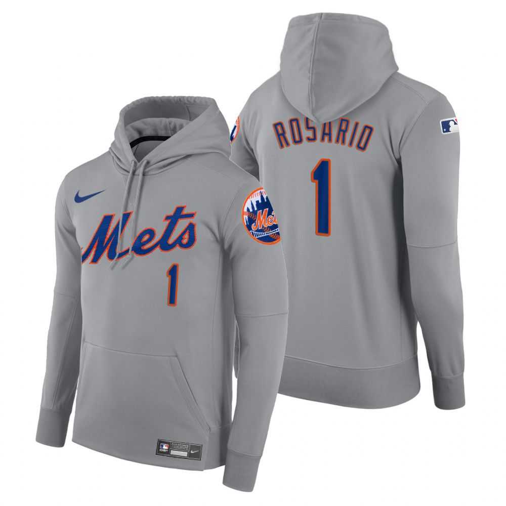 Men New York Mets 1 Rosario gray road hoodie 2021 MLB Nike Jerseys